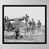 Soldiers and 24 Pounder Siege Gun Ft Corcoran 1864