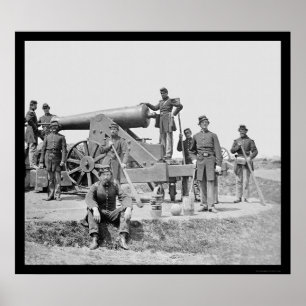 Póster Soldiers and 24 Pounder Siege Gun Ft Corcoran 1864