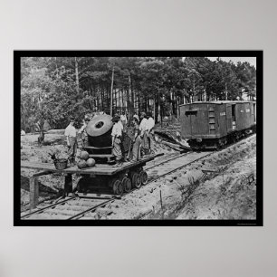 Póster Soldiers with a Cannon on a Railroad Car 1864