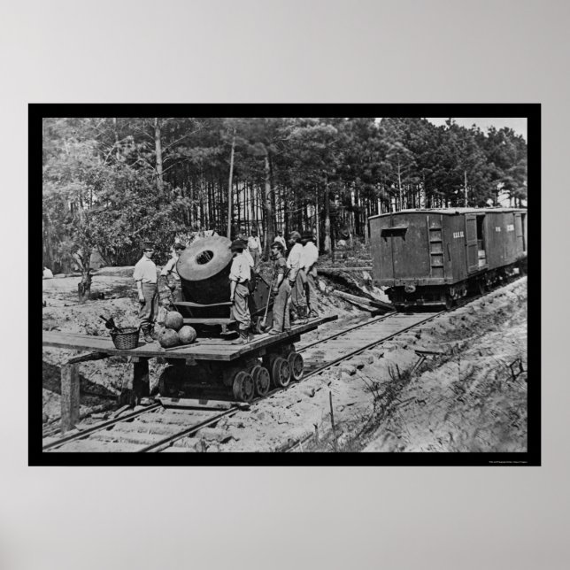 Póster Soldiers with a Cannon on a Railroad Car 1864 (Frente)