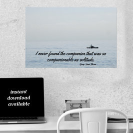 Póster Soledad Cita de Thoreau Ocean Kayaking Blue