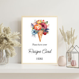 Póster Solicitud de receta para ducha de novia con helado