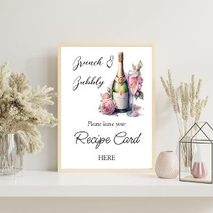 Póster Solicitud de receta para ducha de novia floral de 