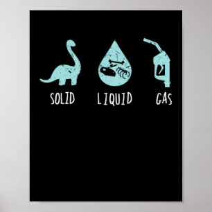 Póster Solid Liquid Gas Science Dinosaur School