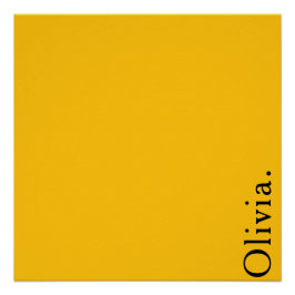 Póster Solid Yellow Custom Name Modern Minimalist Wall