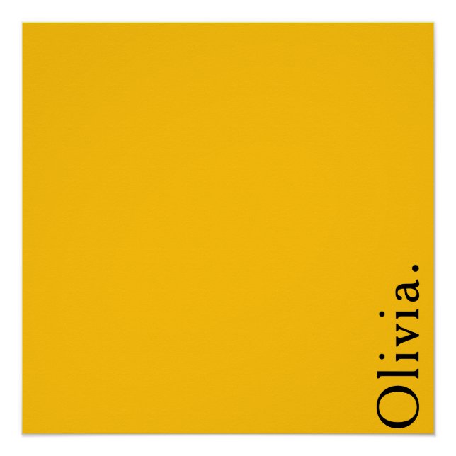 Póster Solid Yellow Custom Name Modern Minimalist Wall  (Anverso)