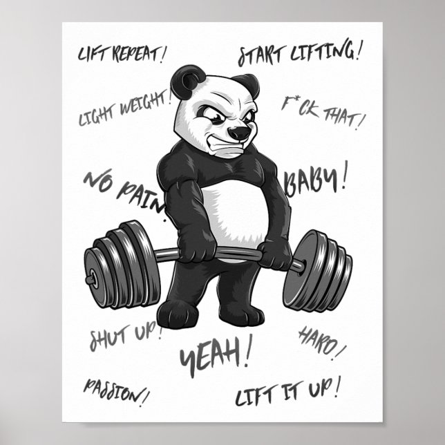Póster Sólida Panda Deadlift Shirt Man Bodybuilder Bear P (Frente)