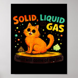 Póster Sólido Líquido O Gas Gato Divertido Física Ciencia