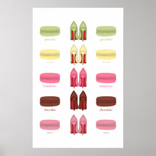 Póster Sólidos rojos tacones y FLAVANTES MACARONES