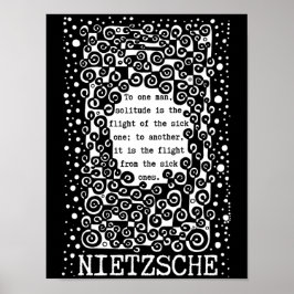 Póster SOLITUDE cita en blanco y negro de Nietzsche