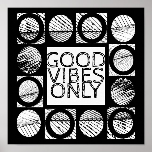 Póster sólo buenas vibraciones cita poster negrita en bla (Frente)