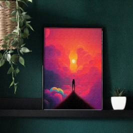 Póster Solo caminando hacia las nubes coloridas