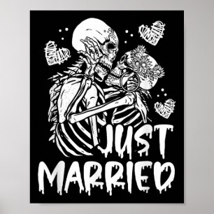 Póster Solo casados con Halloween Skeleton Bride y Groom 
