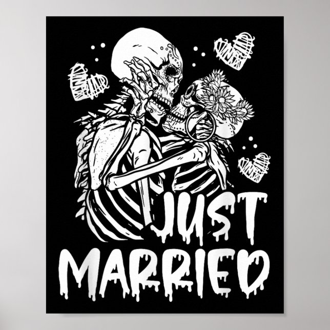 Póster Solo casados con Halloween Skeleton Bride y Groom  (Frente)