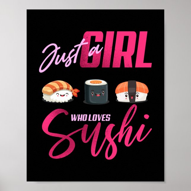 Póster Solo Chica que ama el Sushi Funny Kawaii japonés (Frente)