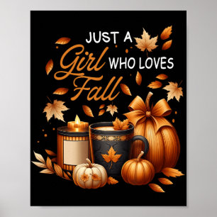 Póster Solo Chica que ama la calabaza otoñal Acogedor gra