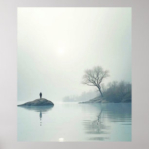 Póster Solo en el diseño de la niebla