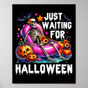 Póster Sólo Esperando Por El Skeleton De Halloween Spooky