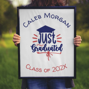 Póster Solo graduado de rojo y azul personalizado