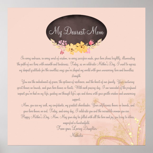 Póster Sólo palabras de amor de mamá para mamá (Frente)