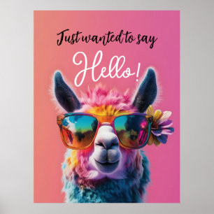 Póster Sólo quería decir Hola colorido diseño de Llama
