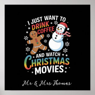 Póster Sólo Quiero Beber Café Ver Películas De Navidad