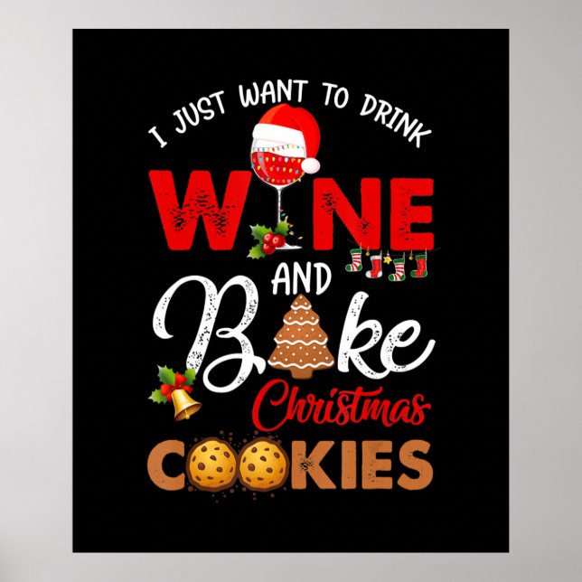 Póster Solo quiero beber vino | galletitas de navidad de  (Frente)