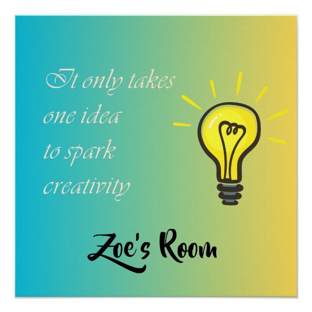 Póster Sólo requiere una idea - nombre editable Glossy (Anverso)