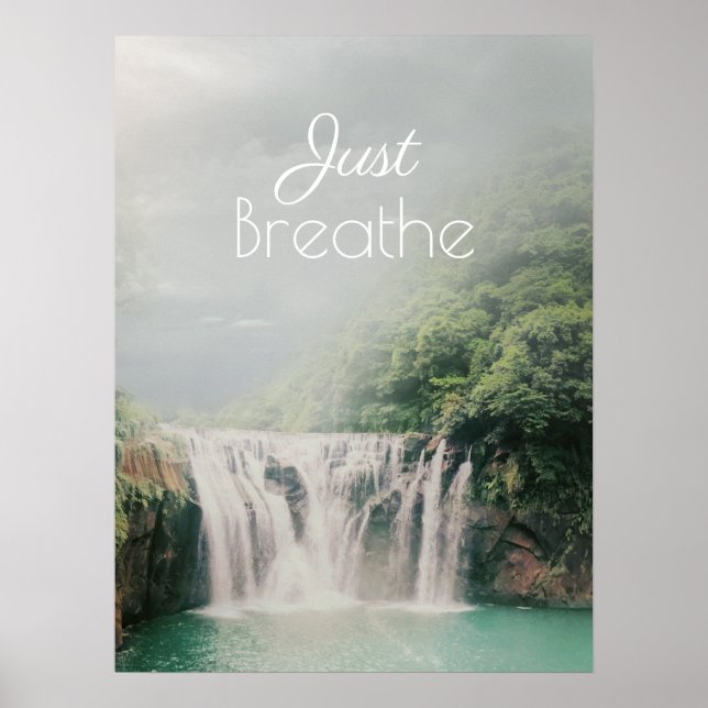 Póster Sólo respira la Motivadora cita de la cascada natu (Frente)
