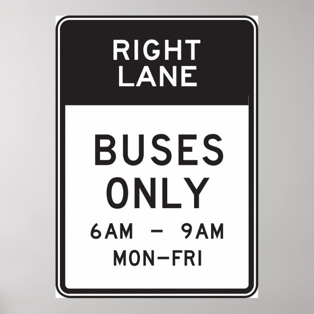 Póster Sólo Rótulo de autobuses de carril derecho (Frente)