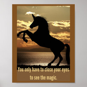 Póster sólo tienes que cerrar los ojos unicornio