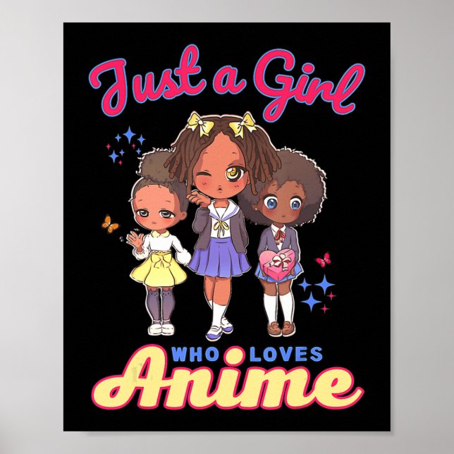 Póster Solo un Chica que ama a Anime Kawaii, afroamérica (Frente)