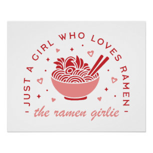 Póster Solo un chica que ama a la chica kawaii con fideos