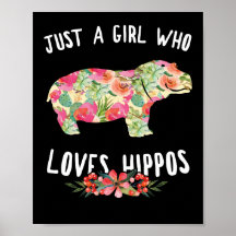 Sólo Un Chica Que Ama Hipopótamo Floral Hippos