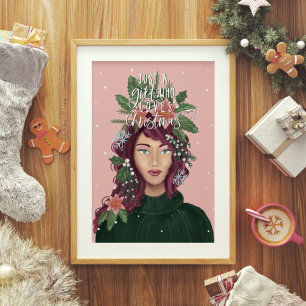 Póster Solo un Chica que ama la belleza de los Navidades