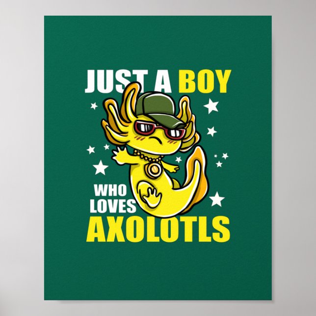 Póster Solo un chico que ama a los axolotls Cute Funny Ka (Frente)