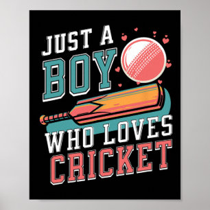 Póster Solo un chico que ama la camiseta de cricket T y L