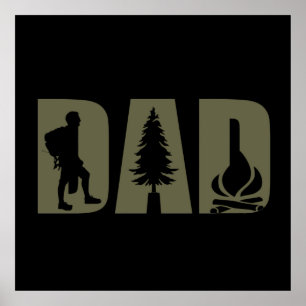 Póster solo un padre que ama acampar y hacer senderismo