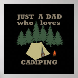 Póster solo un papá que ama acampar y hacer senderismo
