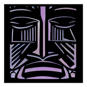 Póster Sólo un pequeño Tiki negro y púrpura