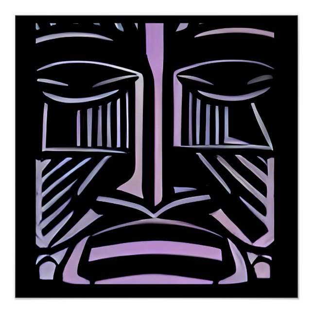 Póster Sólo un pequeño Tiki negro y púrpura (Anverso)