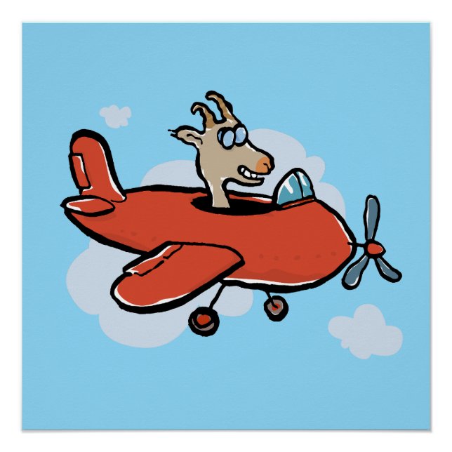 Póster sólo una cabra volando un avión (Anverso)