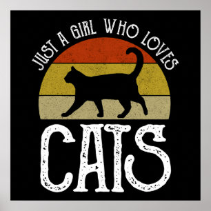 Póster Sólo una chica que ama a los gatos