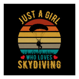Póster solo una chica que ama el salto en paracaídas