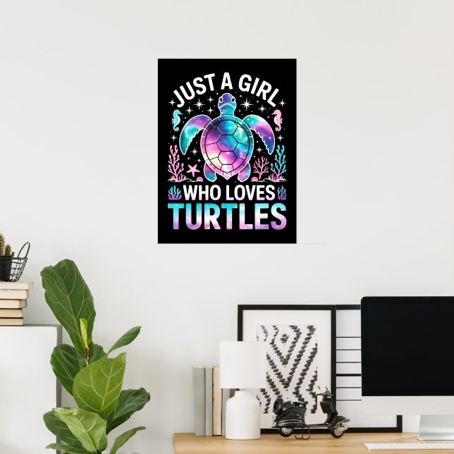 Póster solo una chica que ama las tortugas (Oficina en casa)