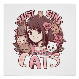 Póster solo una chica que ama los gatos