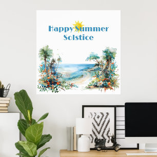Póster solsticio de verano feliz sol 2024