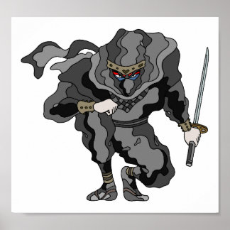 Póster Sombra acechando en la oscuridad. Ninja cibernétic