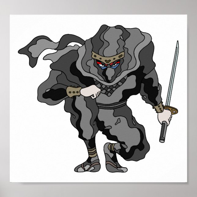 Póster Sombra acechando en la oscuridad. Ninja cibernétic (Frente)
