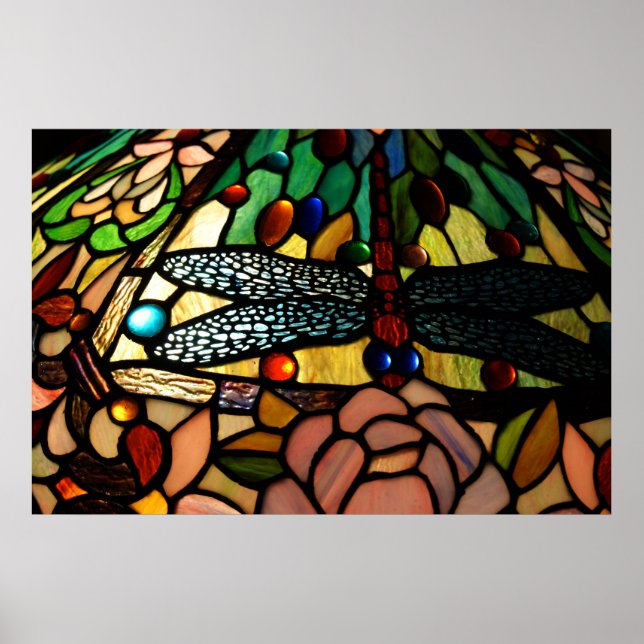 Póster Sombra de la lámpara de vidrio manchado de cierre  (Frente)